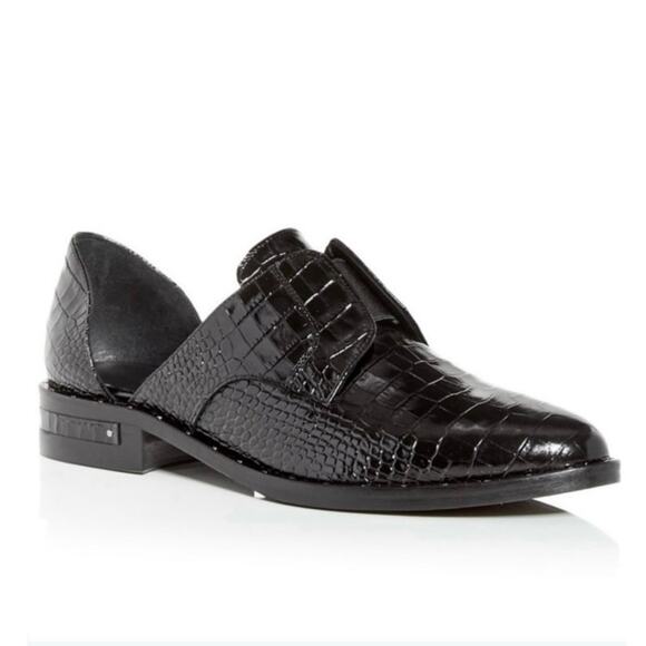 Freda Salvador Laceless Croc d'Orsay Leather
Oxfords in Black Women's Size 5.5 - Picture 1 of 14